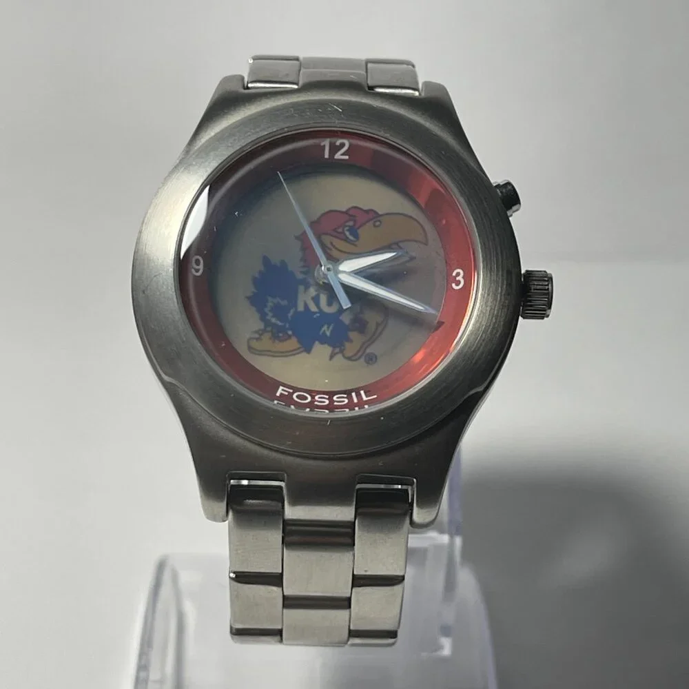 Kansas Jayhawks NCAA Stainless-Steel Kaleido Watch by Fossil NEW (RARE)